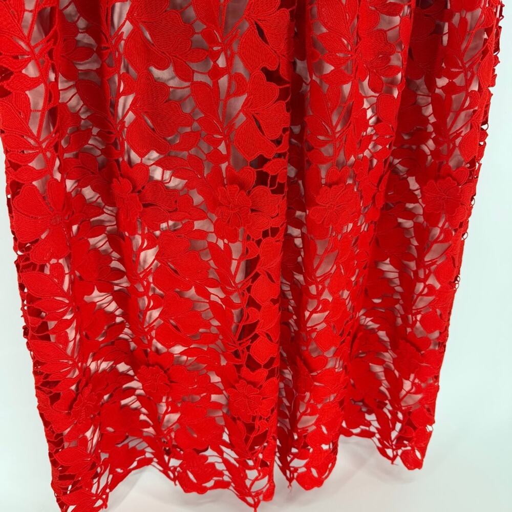 CROSBY by Mollie Burch Red Floral Midi Dress Pockets Womens Size 4 - Picture 7 of 8